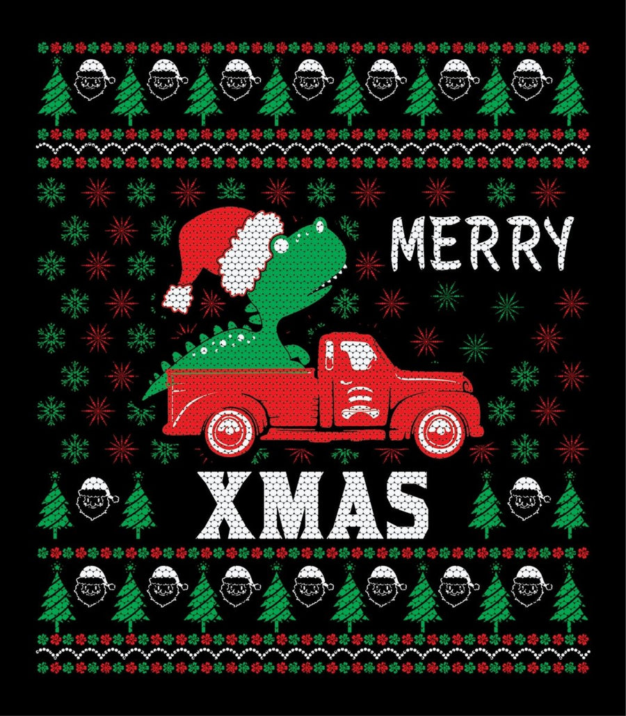 Merry X - mas Dinosaur Ugly Christmas Sweater Party Unisex Sweatshirt Ready To Press DTF Transfer - Buy Bulk DTF