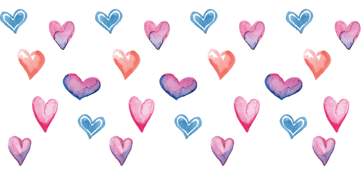 Mixed Watercolor Hearts Libbey - UV DTF Libbey Glass Wrap - Buy Bulk DTF