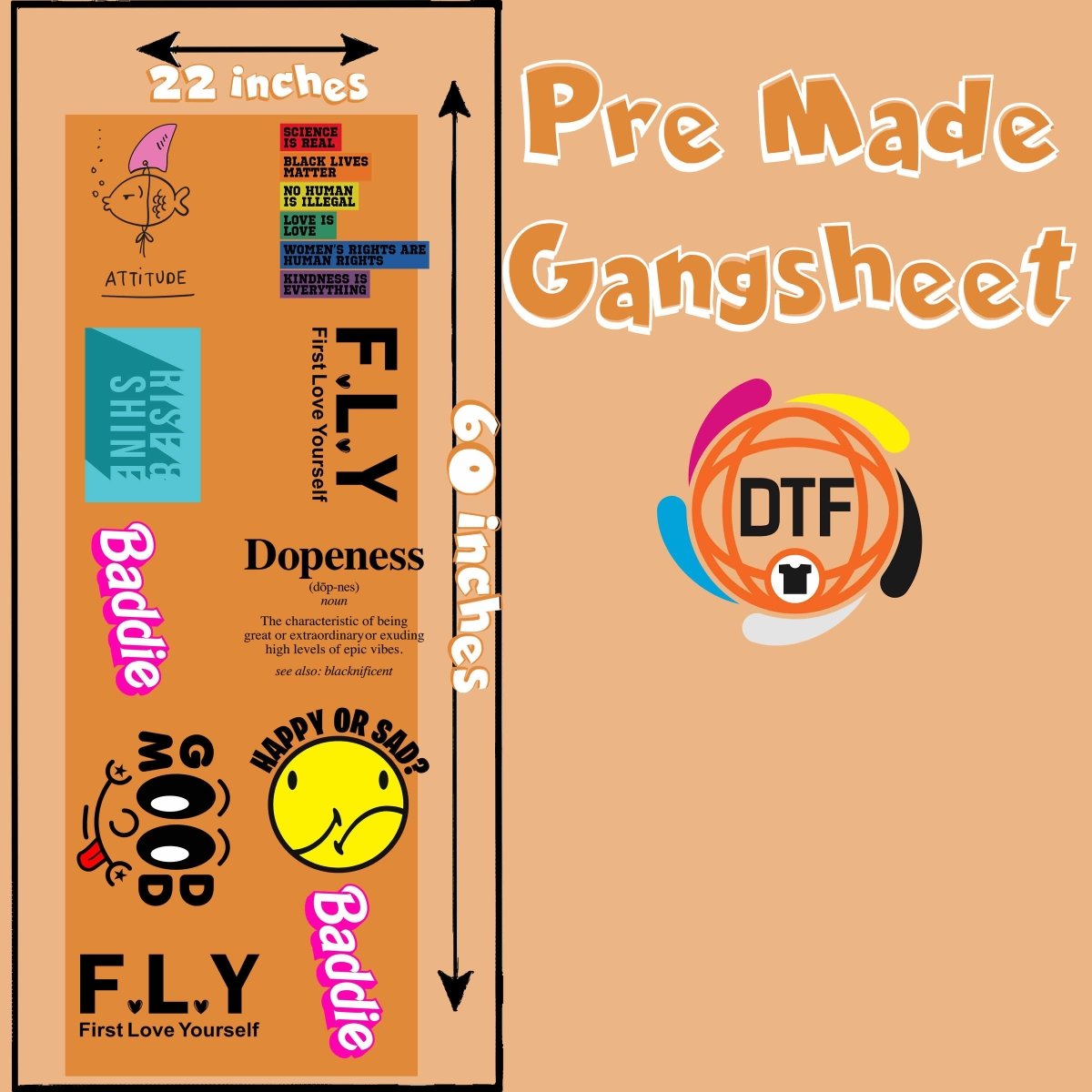 Motivation Mastery Collective Premade DTF Gangsheet - Buy Bulk DTF