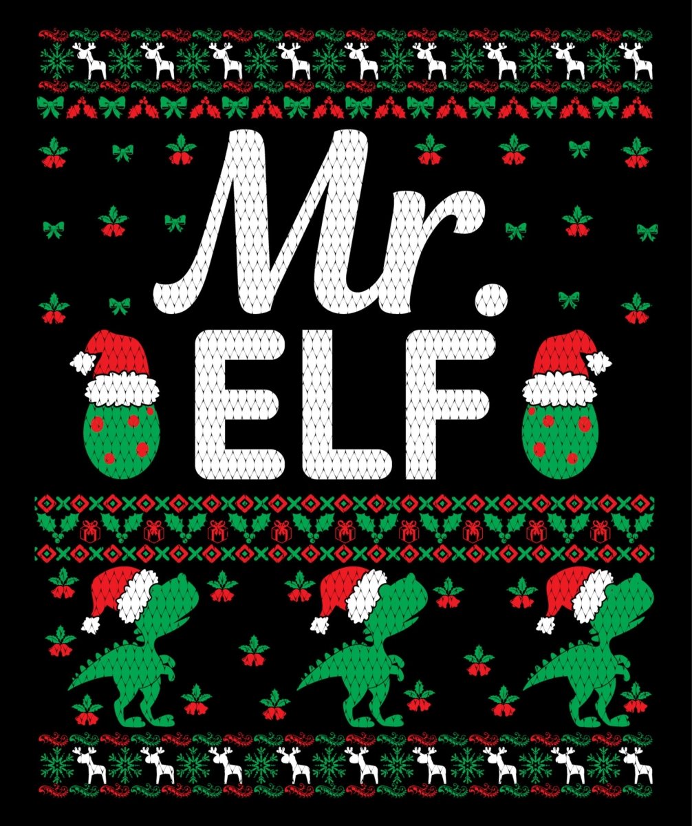 Mr. Elf Christmas Ugly Sweater Party Ready To Press DTF Transfer - Buy Bulk DTF
