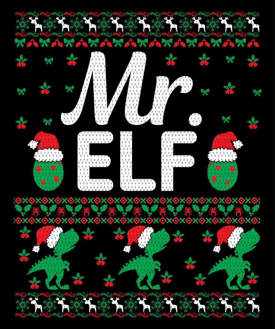 Mr. Elf Christmas Ugly Sweater Party Ready To Press DTF Transfer - Buy Bulk DTF