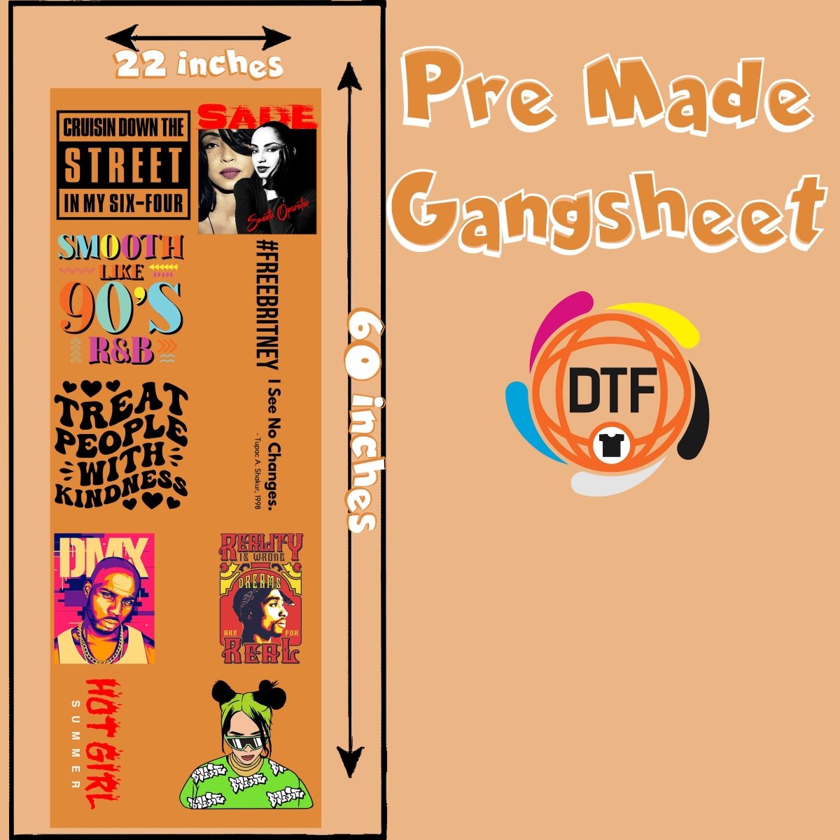 Music Masters Pack Premade DTF Gangsheet - Buy Bulk DTF