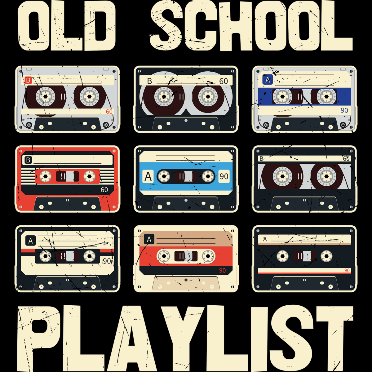 Old School Playlist - Ready To Press DTF Transfer - Buy Bulk DTF