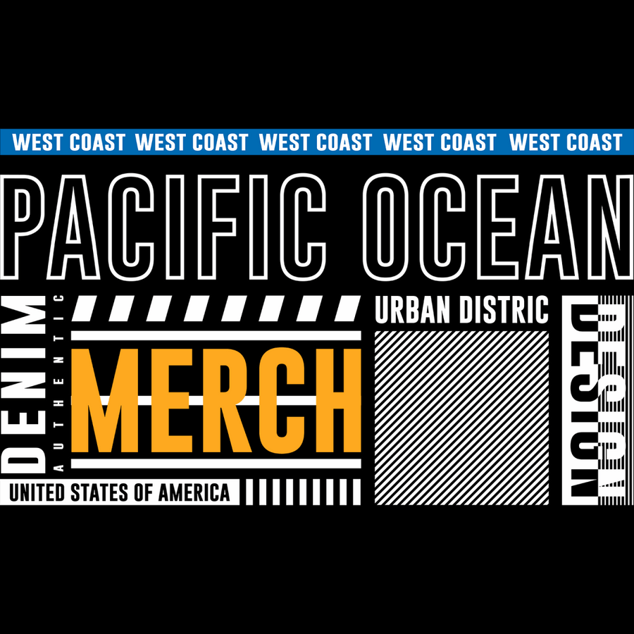 Pacific Ocean Demin Merch - Urban District Design - Ready To Press DTF Transfer - Buy Bulk DTF