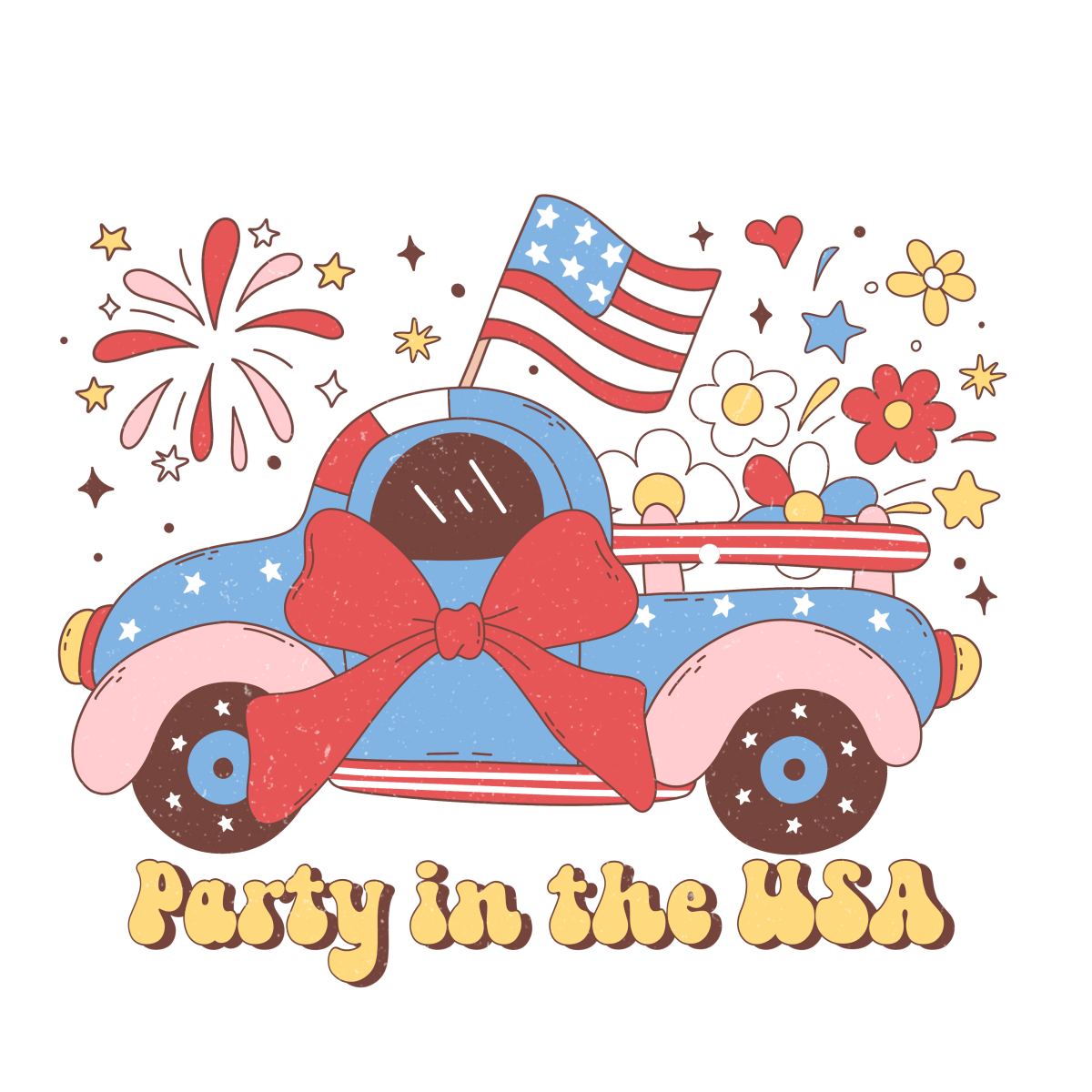 Party In The USA - Ready To Press DTF Transfers - Buy Bulk DTF