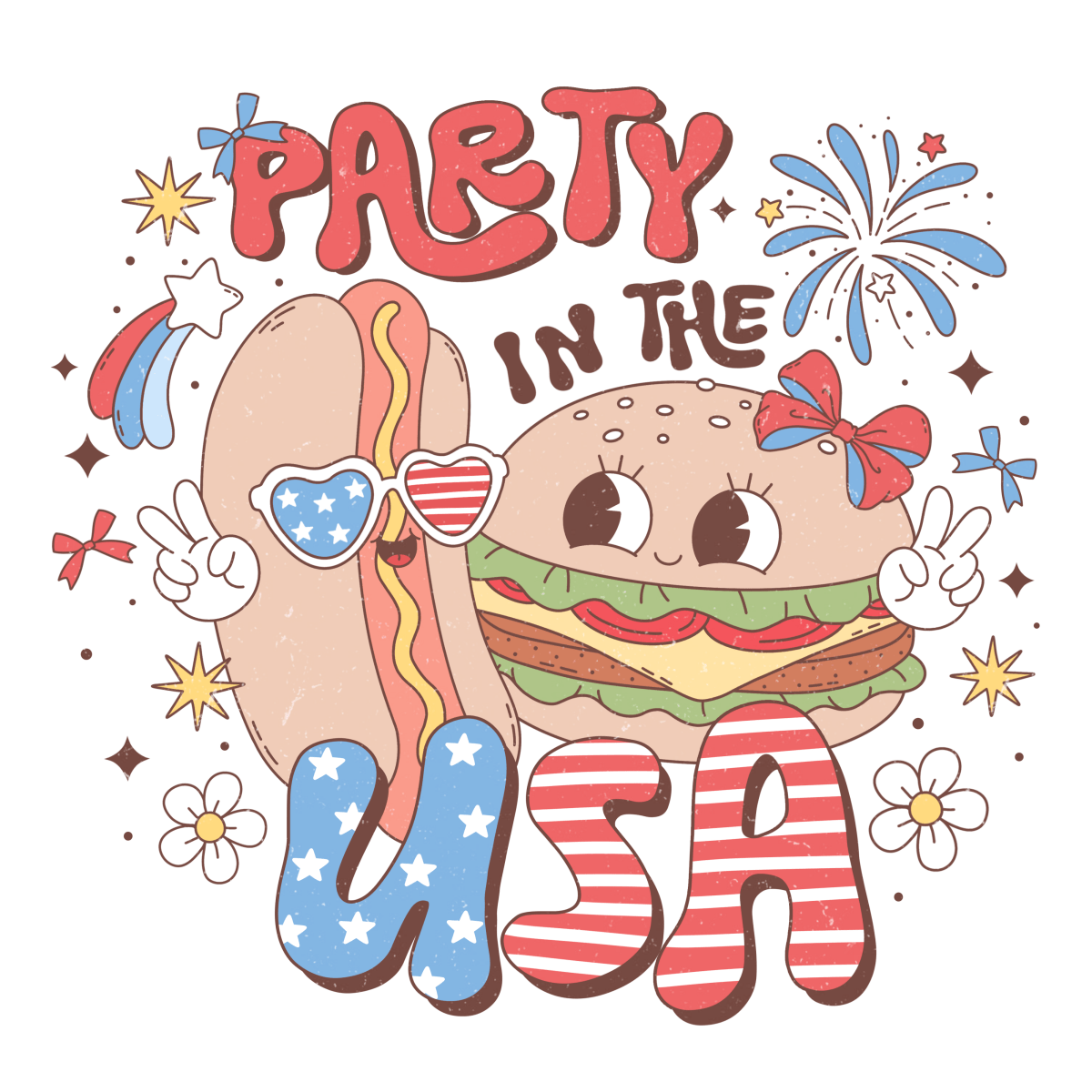 Party In The USA - Ready To Press DTF Transfers - Buy Bulk DTF