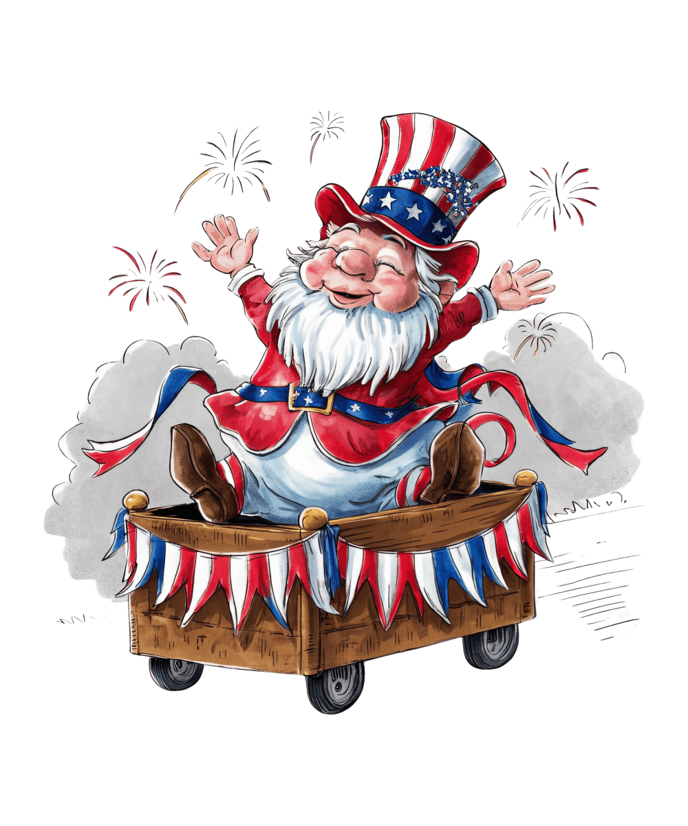 Patriotic Gnome Fireworks Fun - Ready To Print DTF Transfers - Buy Bulk DTF
