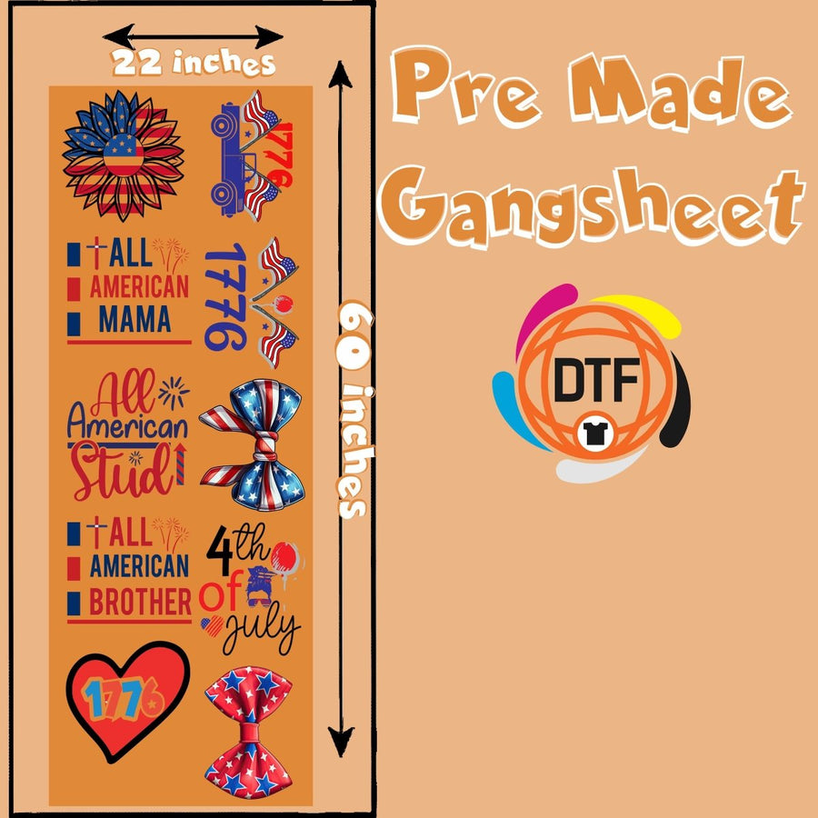 Patriotic Vibes Premade DTF Gangsheet - Buy Bulk DTF