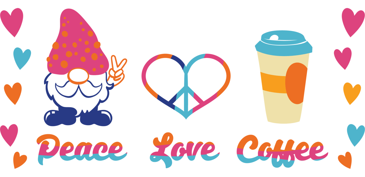 Peace Love Coffee Libbey - UV DTF Libbey Glass Wrap - Buy Bulk DTF