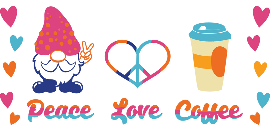 Peace Love Coffee Libbey - UV DTF Libbey Glass Wrap - Buy Bulk DTF