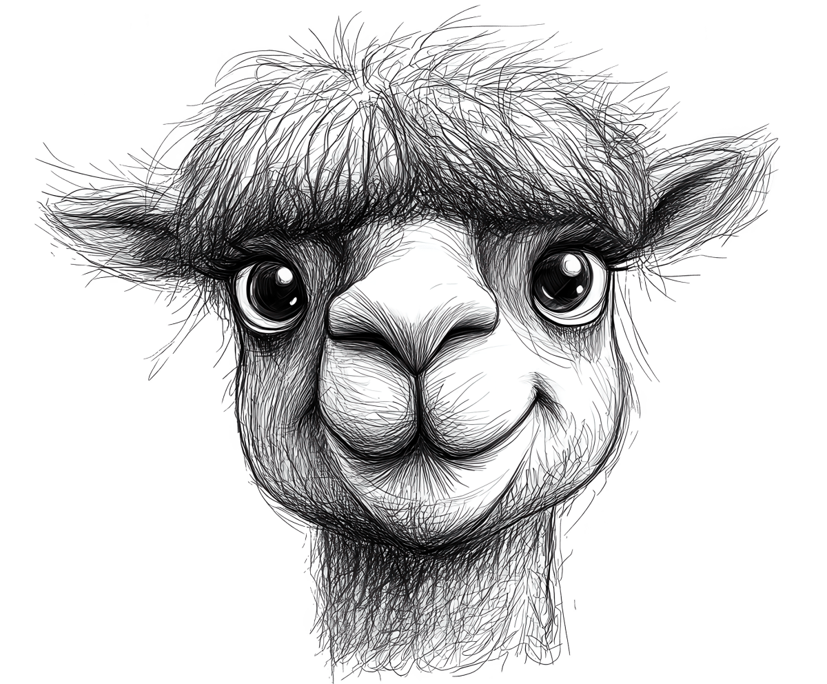 Pencil Sketch Alpaca 1 Ready to Press DTF Transfer - Buy Bulk DTF