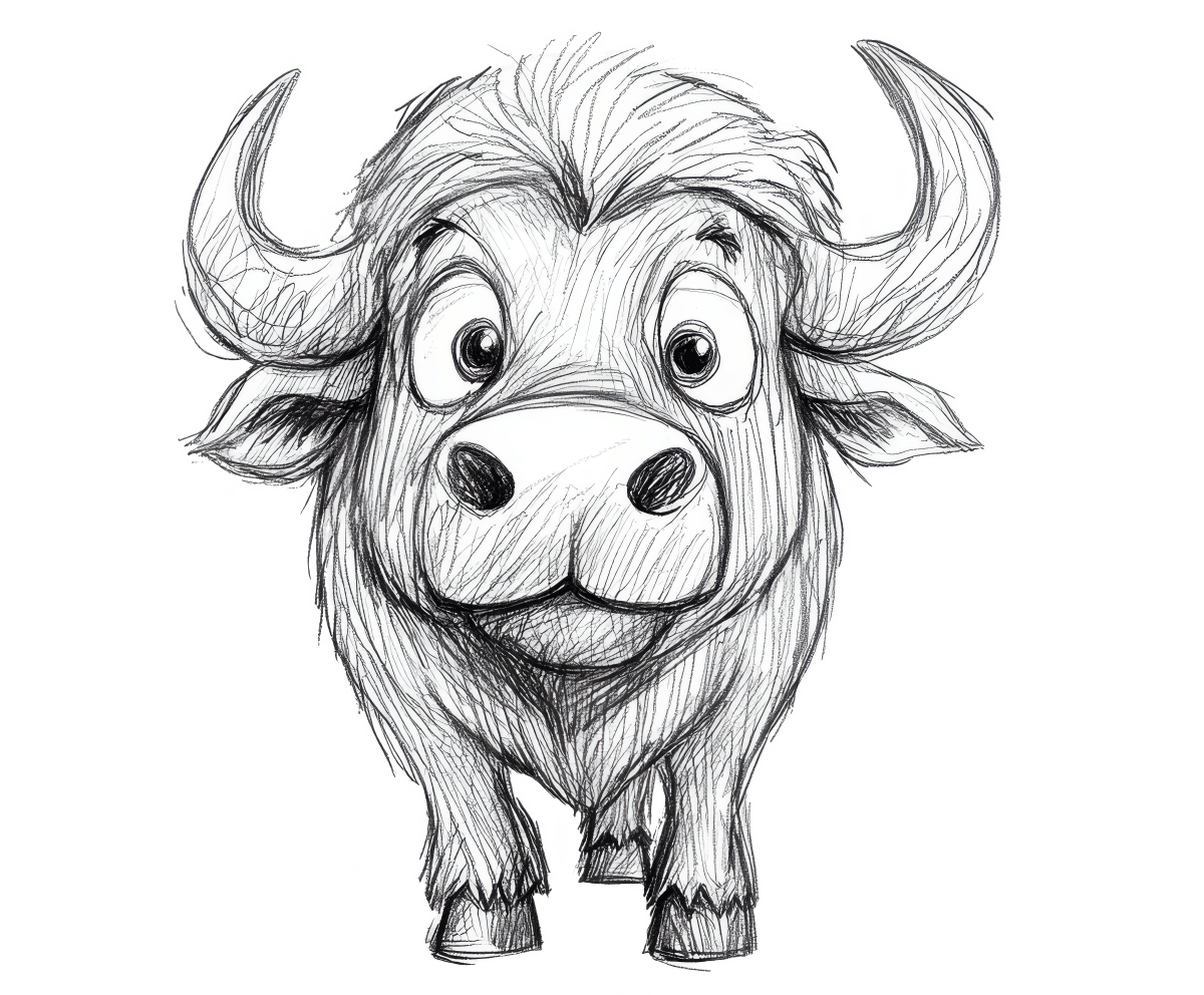 Pencil Sketch Buffalo 1 Ready to Press DTF Transfer - Buy Bulk DTF