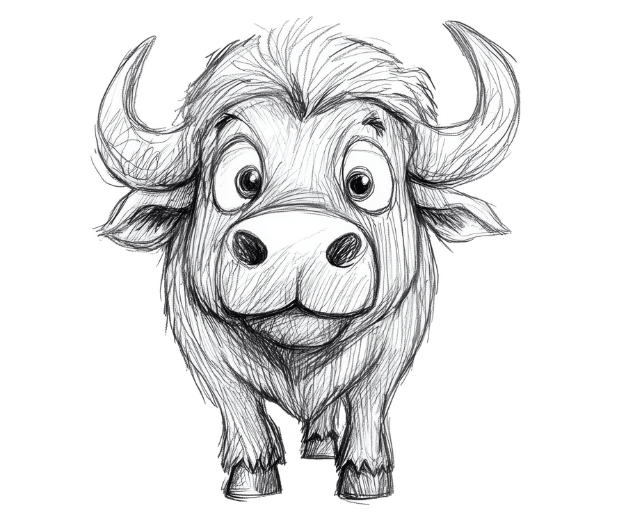 Pencil Sketch Buffalo 1 Ready to Press DTF Transfer - Buy Bulk DTF