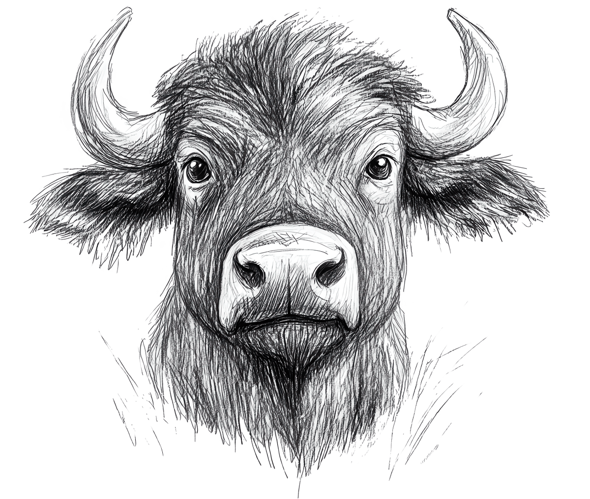 Pencil Sketch Buffalo 2 Ready to Press DTF Transfer - Buy Bulk DTF