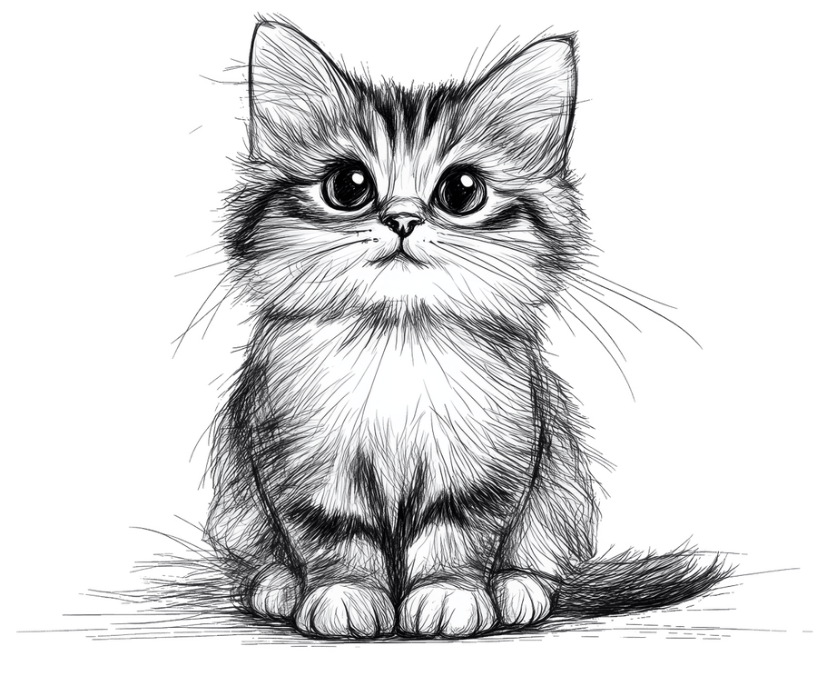 Pencil Sketch Cat 1 Ready to Press DTF Transfer - Buy Bulk DTF