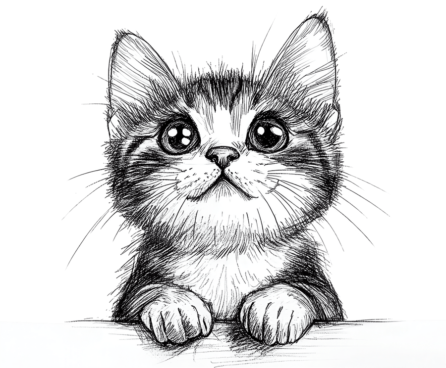 Pencil Sketch Cat 2 Ready to Press DTF Transfer - Buy Bulk DTF