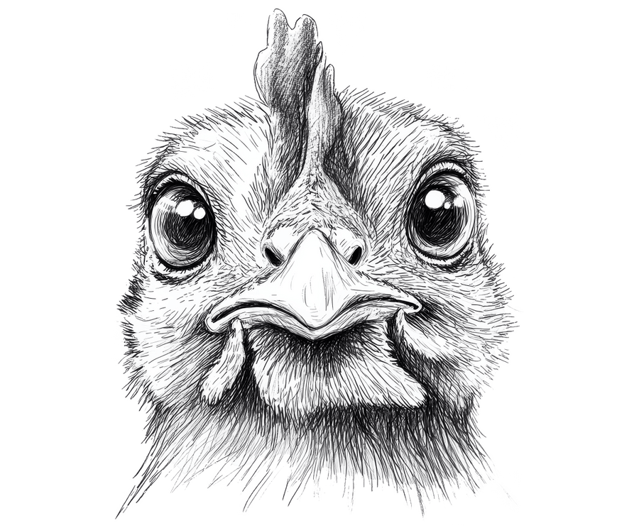 Pencil Sketch Chicken 1 Ready to Press DTF Transfer - Buy Bulk DTF