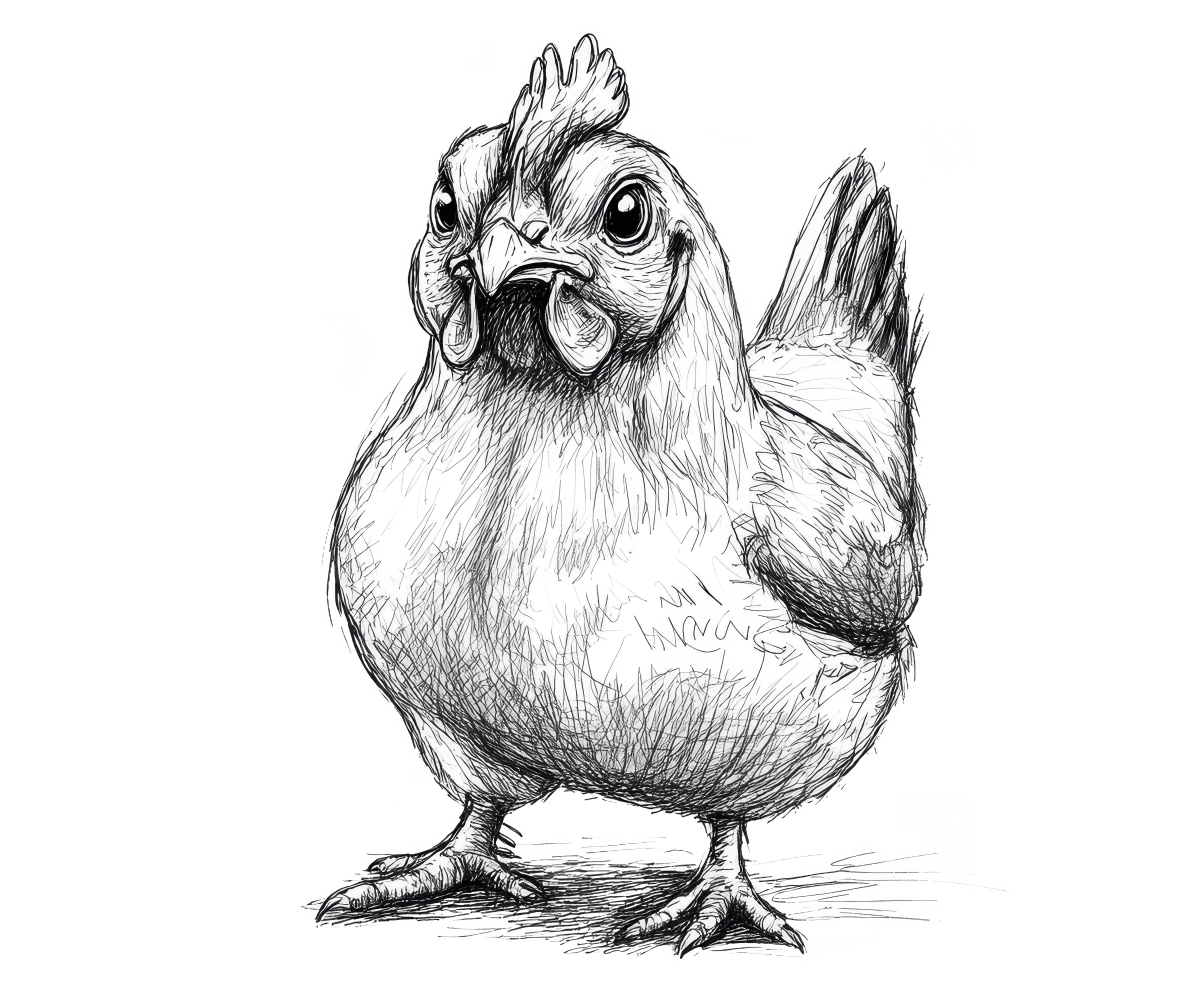 Pencil Sketch Chicken 2 Ready to Press DTF Transfer - Buy Bulk DTF