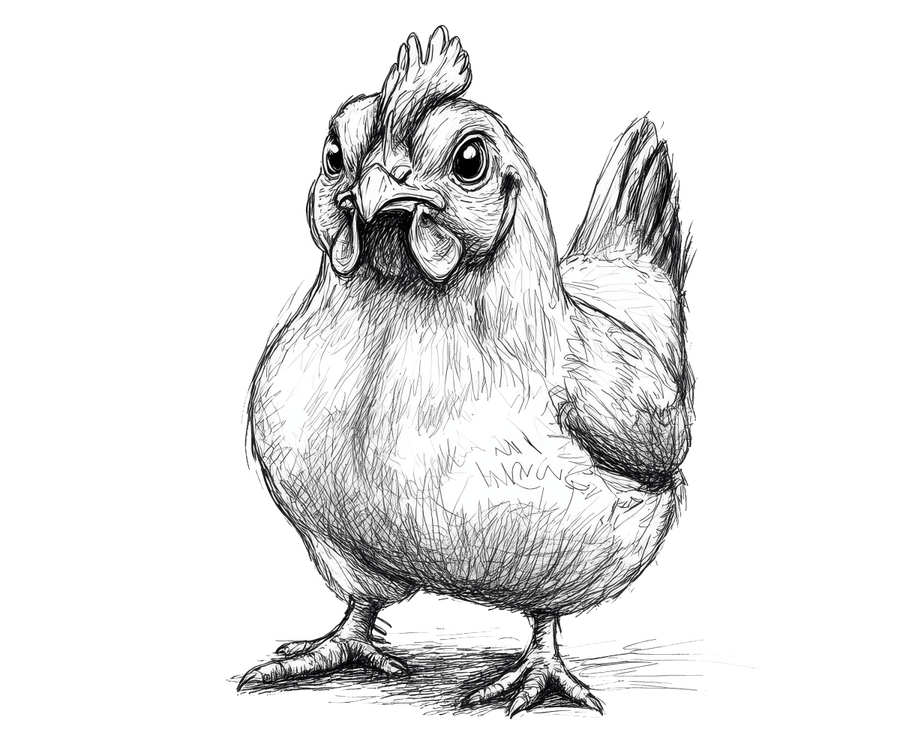 Pencil Sketch Chicken 2 Ready to Press DTF Transfer - Buy Bulk DTF