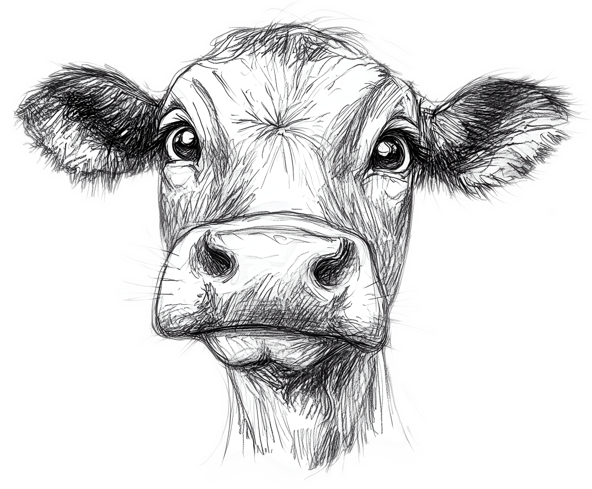 Pencil Sketch Cow 1 Ready to Press DTF Transfer - Buy Bulk DTF