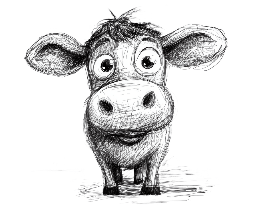 Pencil Sketch Cow 2 Ready to Press DTF Transfer - Buy Bulk DTF