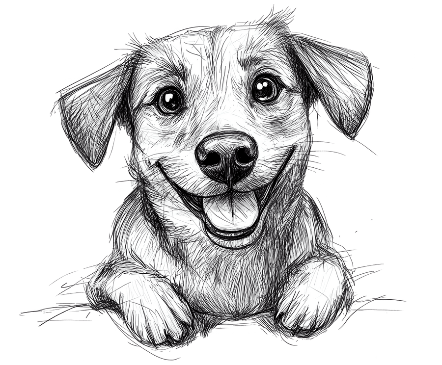 Pencil Sketch Dog 1 Ready to Press DTF Transfer - Buy Bulk DTF