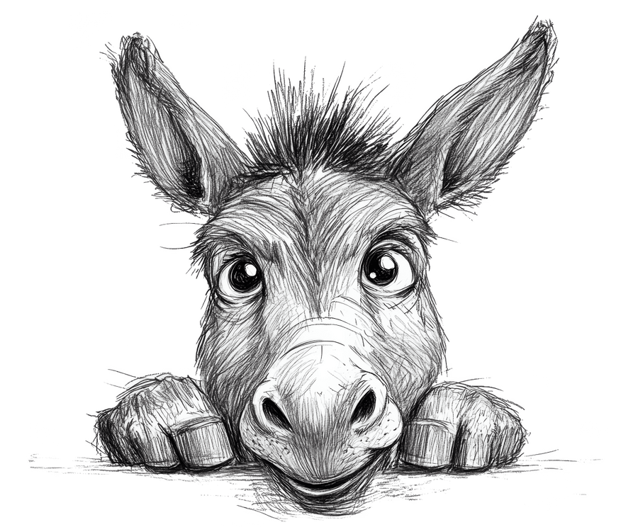 Pencil Sketch Donkey 1 Ready to Press DTF Transfer - Buy Bulk DTF