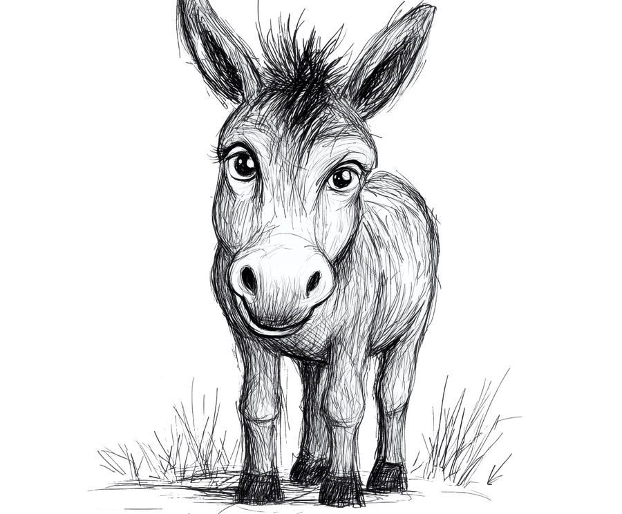 Pencil Sketch Donkey 2 Ready to Press DTF Transfer - Buy Bulk DTF