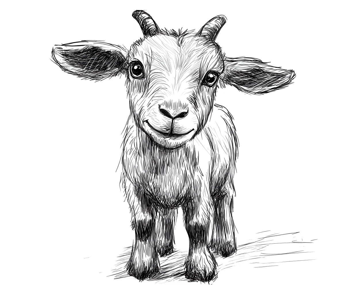 Pencil Sketch Goat 1 Ready to Press DTF Transfer - Buy Bulk DTF