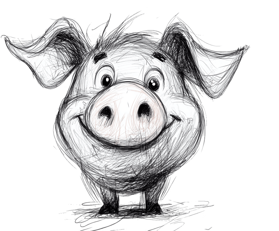 Pencil Sketch Pig 1 Ready to Press DTF Transfer - Buy Bulk DTF