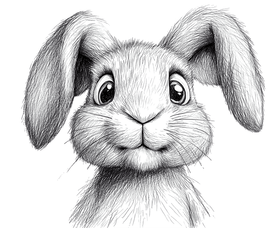 Pencil Sketch Rabbit 1 Ready to Press DTF Transfer - Buy Bulk DTF