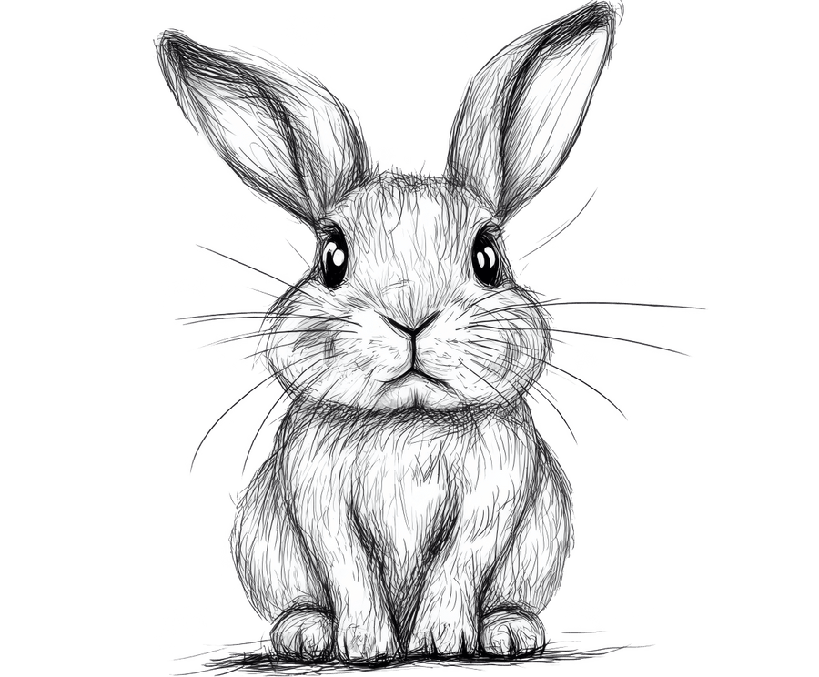 Pencil Sketch Rabbit 2 Ready to Press DTF Transfer - Buy Bulk DTF