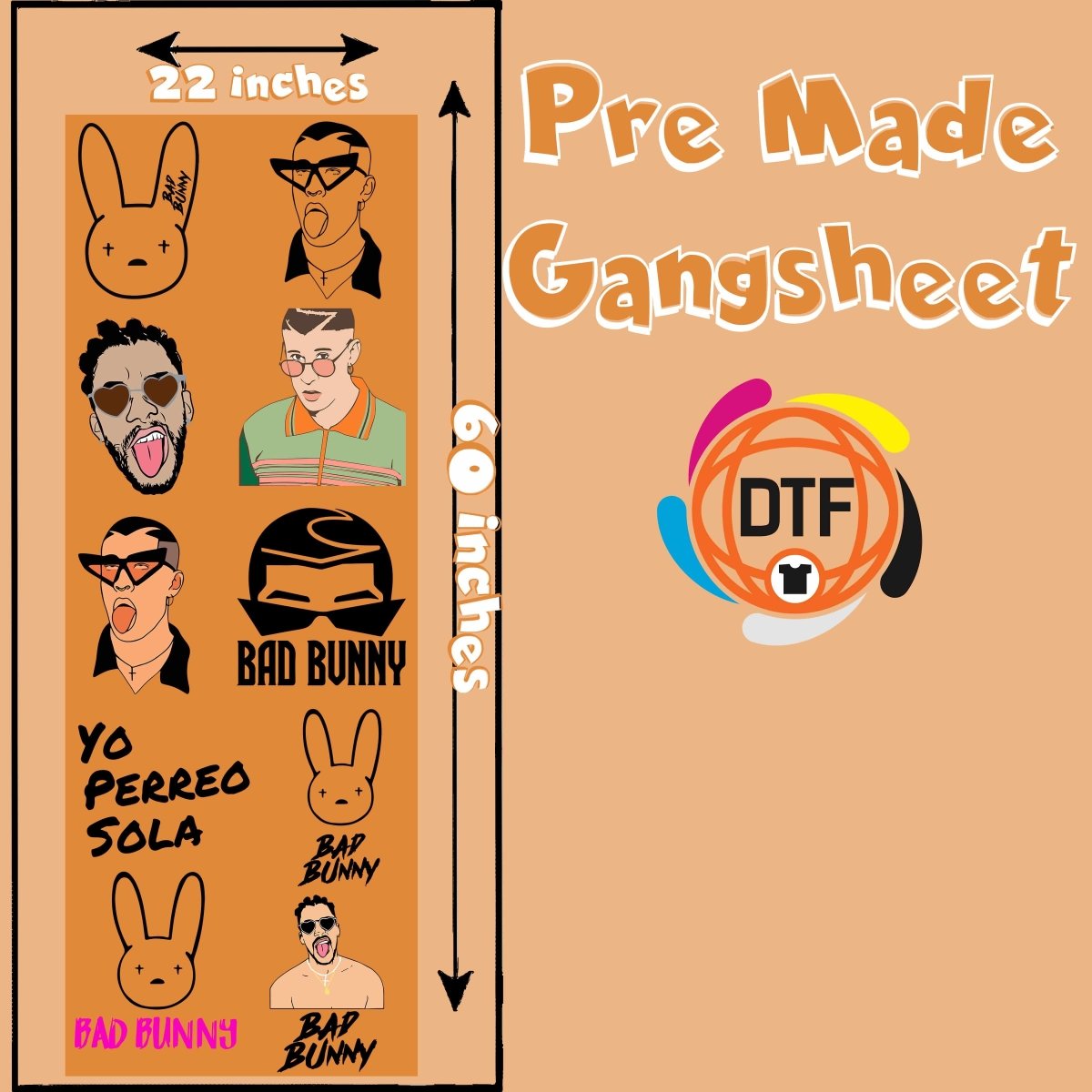 Perreo Squad Premade DTF Gangsheet - Buy Bulk DTF