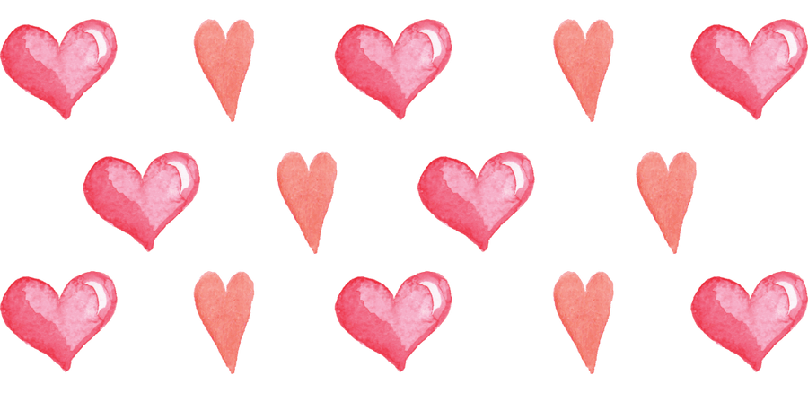 Pink and Red Watercolor Hearts Libbey - UV DTF Libbey Glass Wrap - Buy Bulk DTF