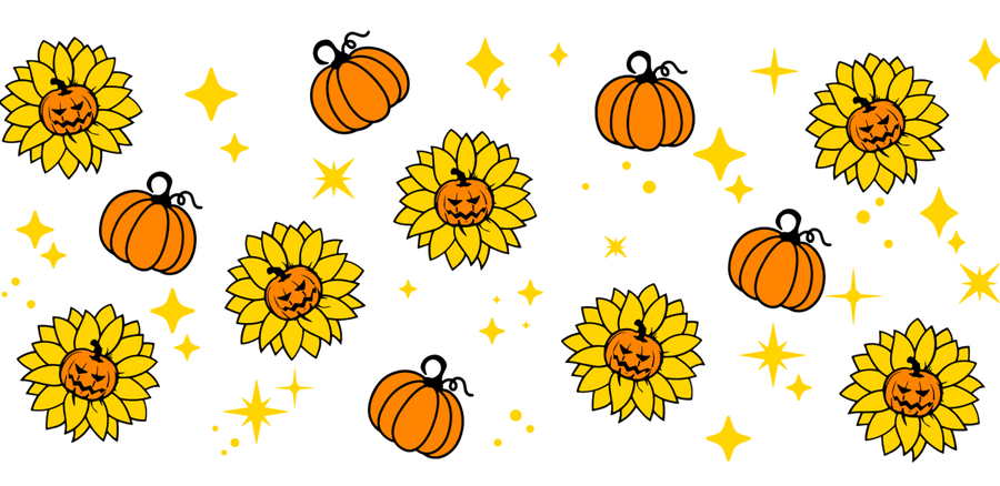 Pumpkin And Sunflower - UV DTF Libbey Glass Wrap - Buy Bulk DTF