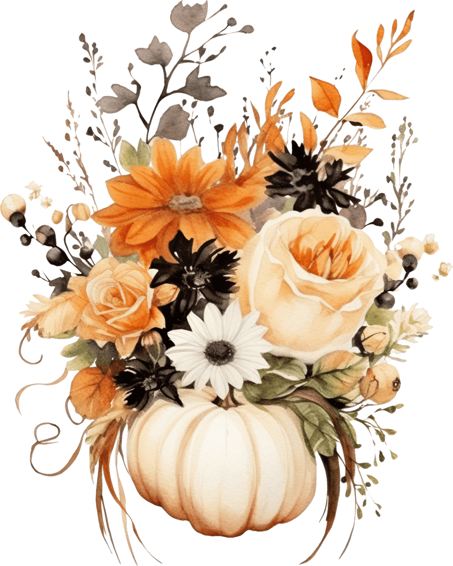 Pumpkin Bouquet Cream - Ready To Press DTF Transfers - Buy Bulk DTF