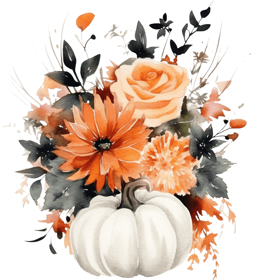 Pumpkin Bouquet White - Ready To Press DTF Transfers - Buy Bulk DTF