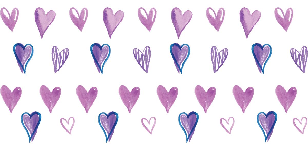 Purple Watercolor Hearts Libbey - UV DTF Libbey Glass Wrap - Buy Bulk DTF