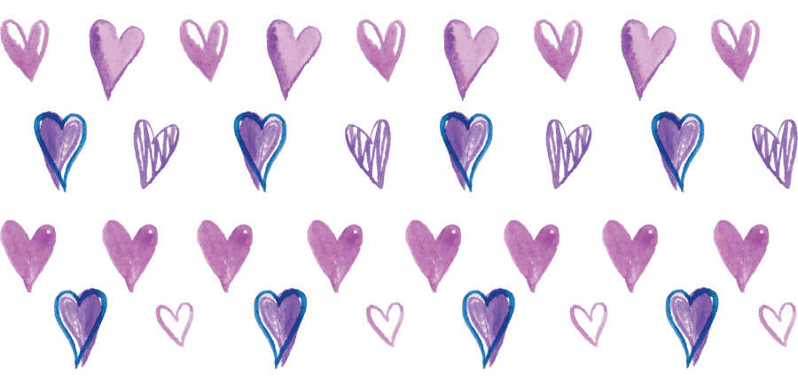 Purple Watercolor Hearts Libbey - UV DTF Libbey Glass Wrap - Buy Bulk DTF
