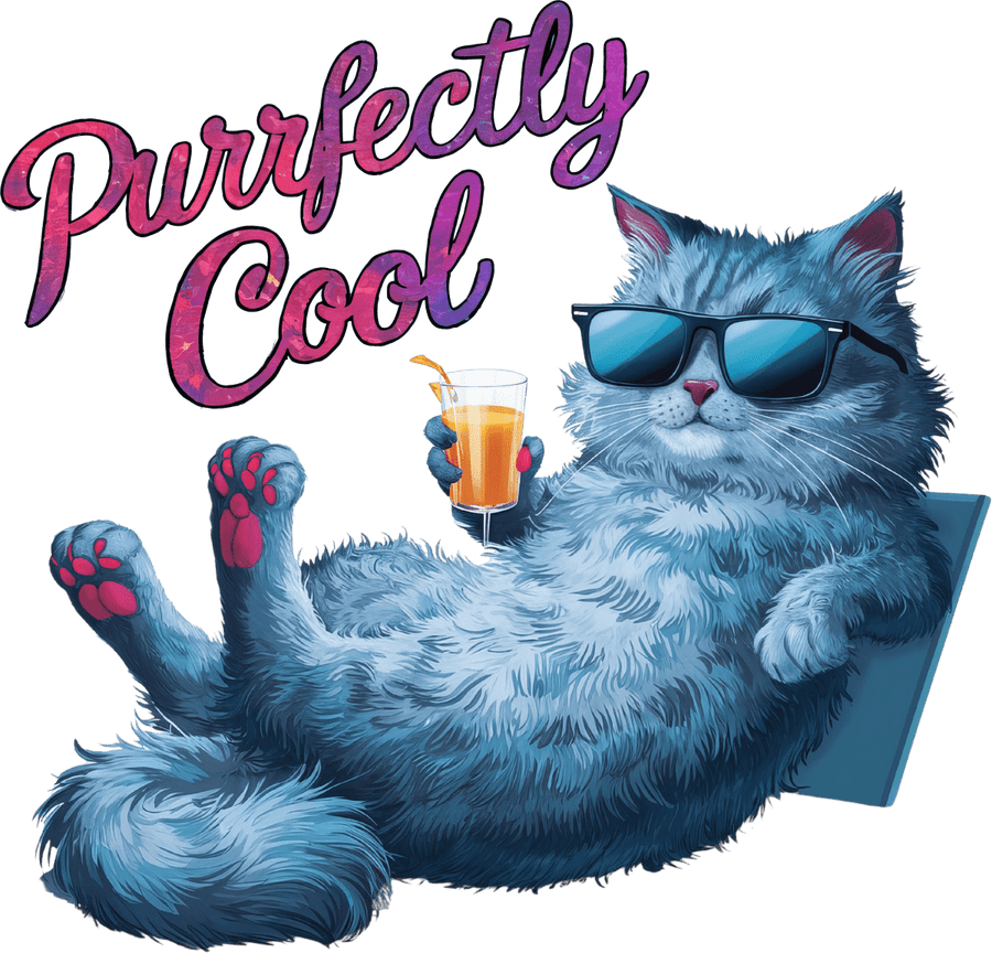 Purrfectly Cool 1 - Ready To Press DTF Transfers - Buy Bulk DTF
