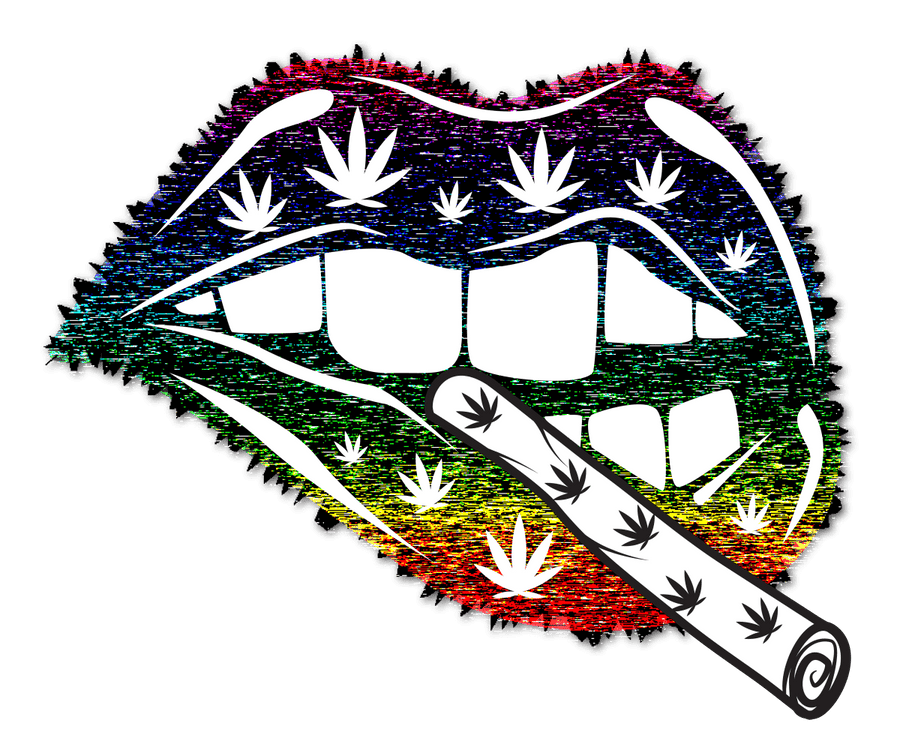 Rainbow Cannabis Smoking Lips #1 Ready To Press DTF Transfer - Buy Bulk DTF