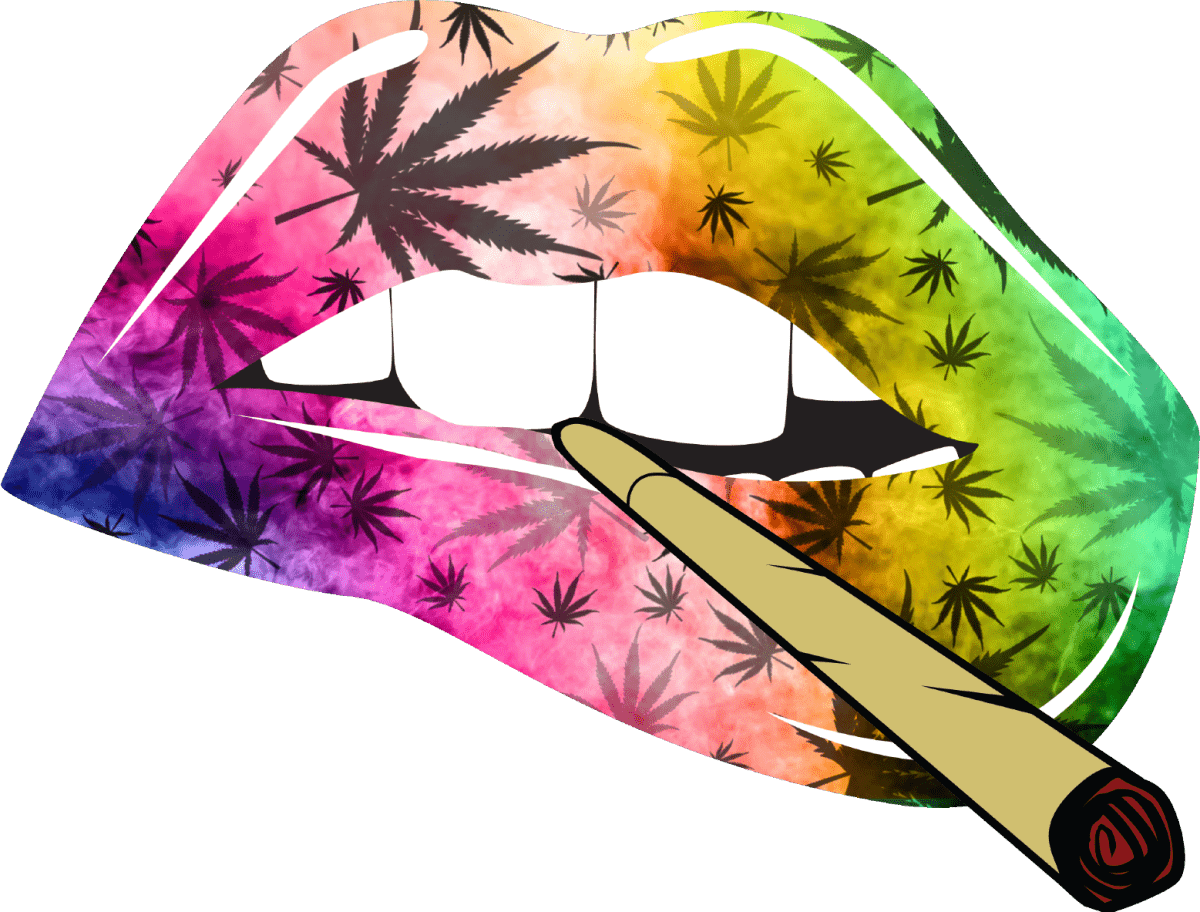 Rainbow Cannabis Smoking Lips #3 Ready To Press DTF Transfer - Buy Bulk DTF