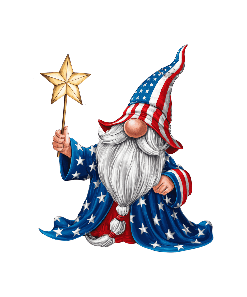 Red, White, and Blue Gnome - Ready To Print DTF Transfers - Buy Bulk DTF