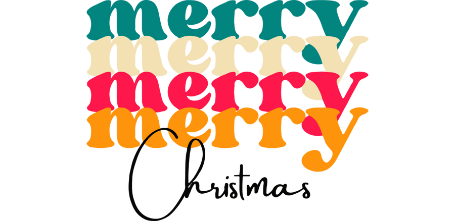 Retro Merry Christmas UV DTF Libbey Glass Wrap - Buy Bulk DTF