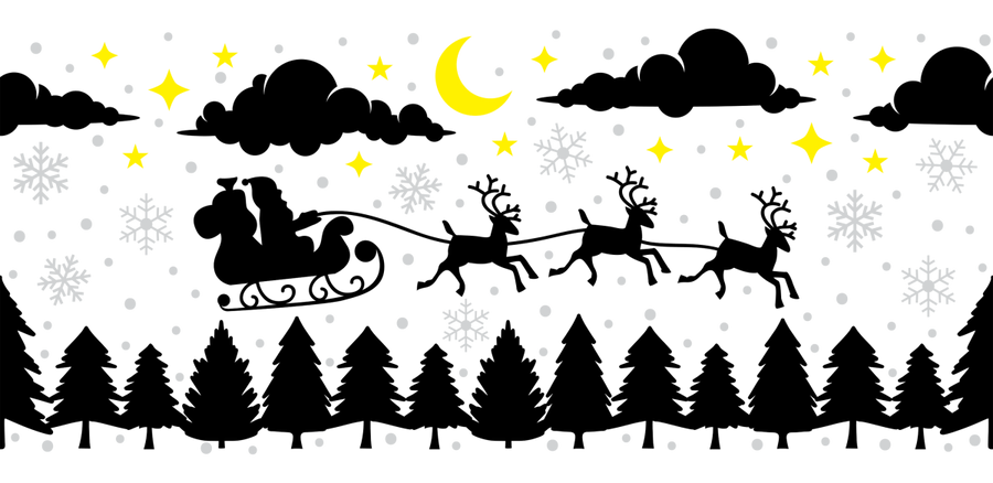 Santa Claus Sleigh UV DTF Libbey Glass Wrap - Buy Bulk DTF