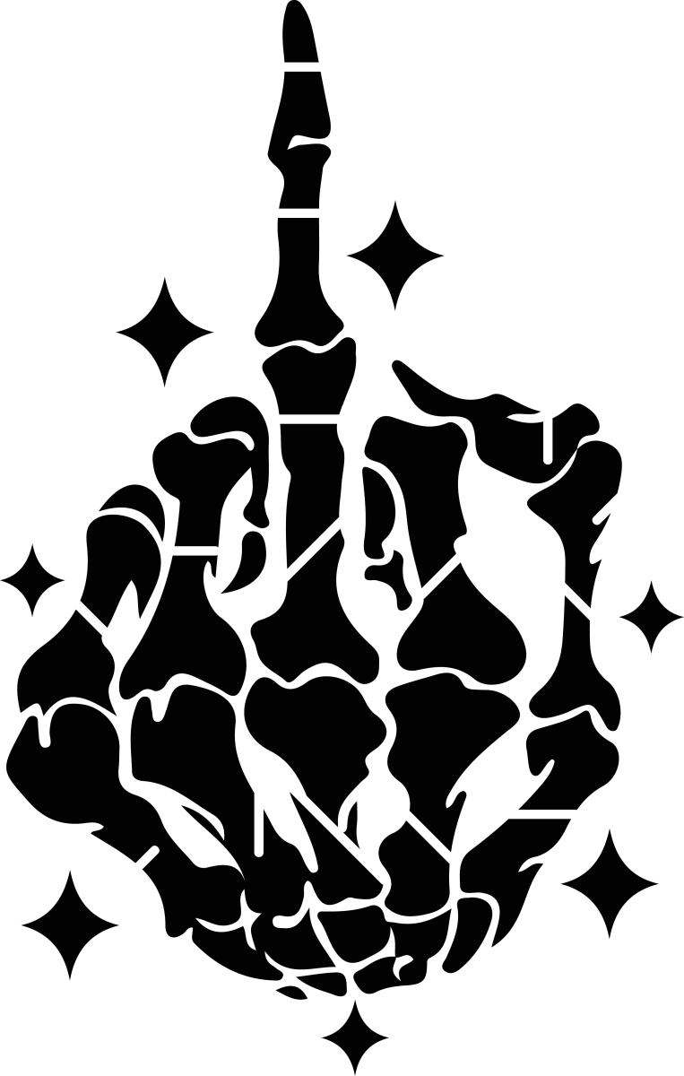 Skeleton Hand Flip Off Ready To Press DTF Transfer - Buy Bulk DTF