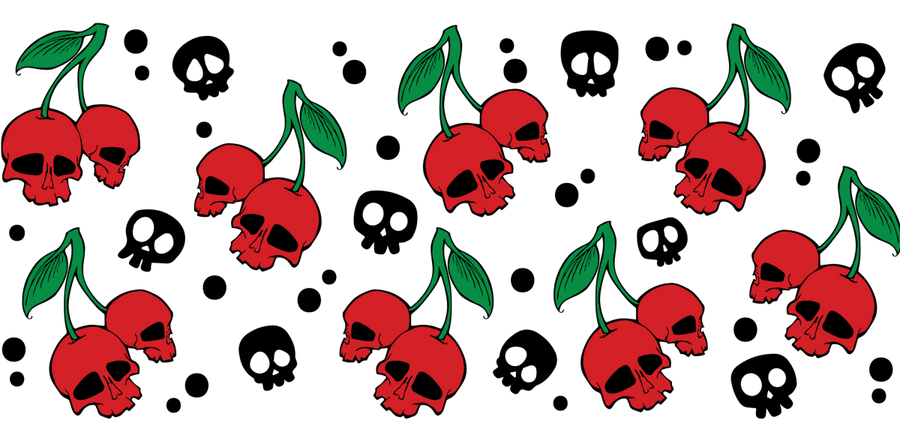 Skull Cherries - UV DTF Libbey Glass Wrap - Buy Bulk DTF