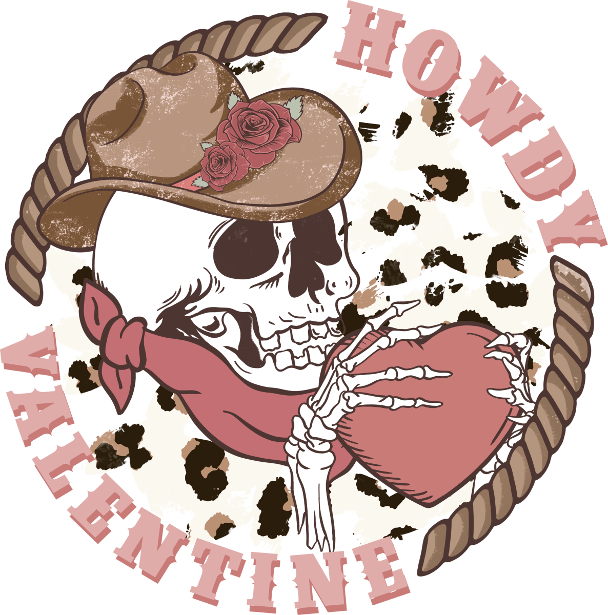 Skull Heart Howdy Valentine Ready To Press DTF Transfer - Buy Bulk DTF