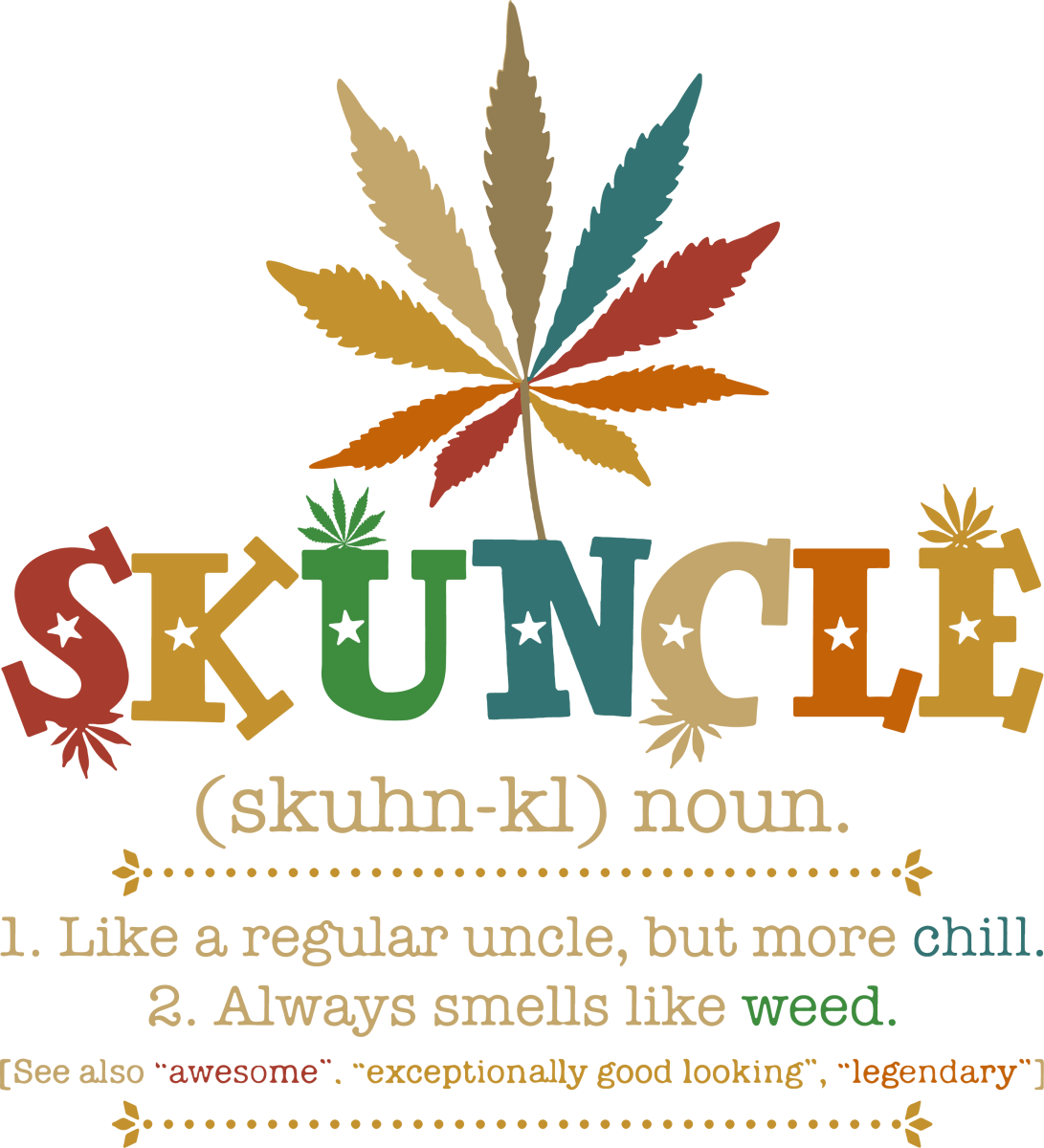 Skuncle Definition Like a Regular Uncle but More Chill - Smells Like Weed Vintage Ready To Press DTF Transfer - Buy Bulk DTF
