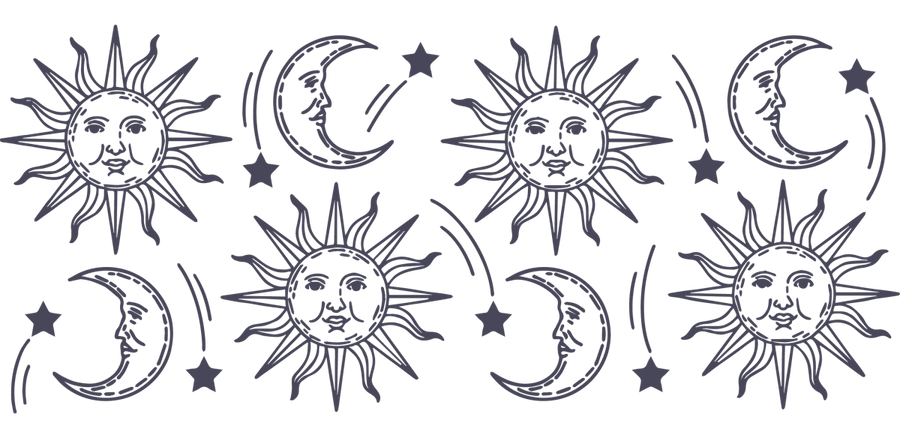 Sun Moon Star - UV DTF Libbey Glass Wrap - Buy Bulk DTF